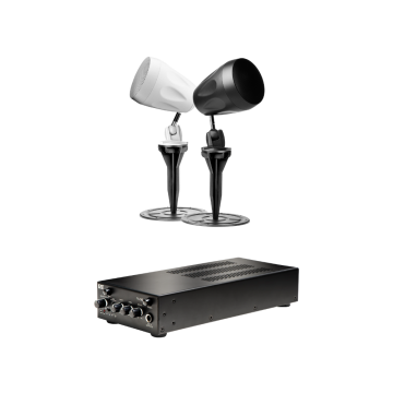 In-Ground 70V Audio Kit – 3x 4" Landscape Speaker w/ 50W Commercial Amplifier, Black or White